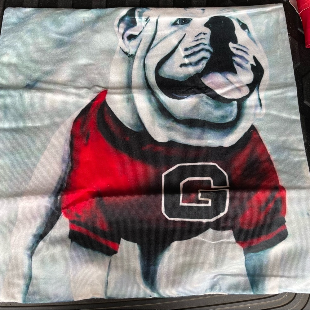 Bulldog Print Pillow Cover - Red and Black